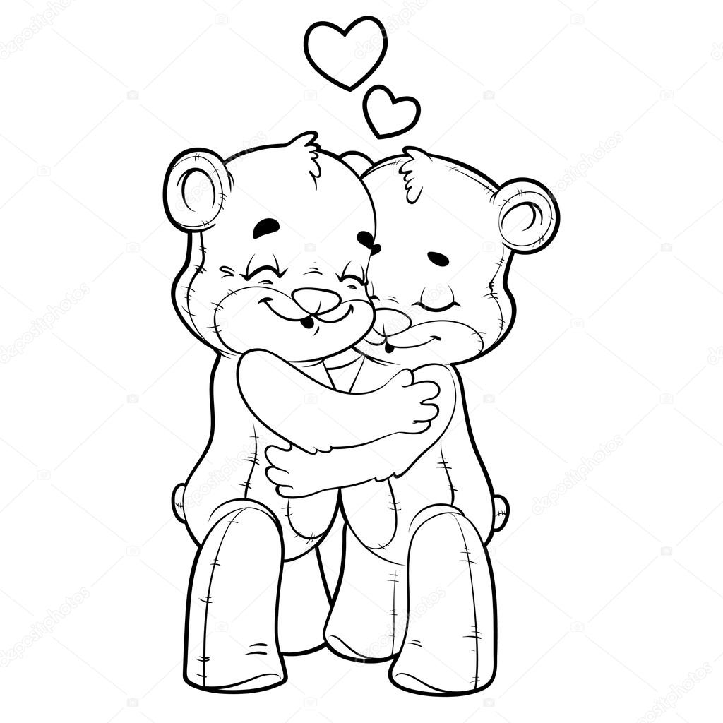 1024x1024 Two Cute Teddy Bears Drawings