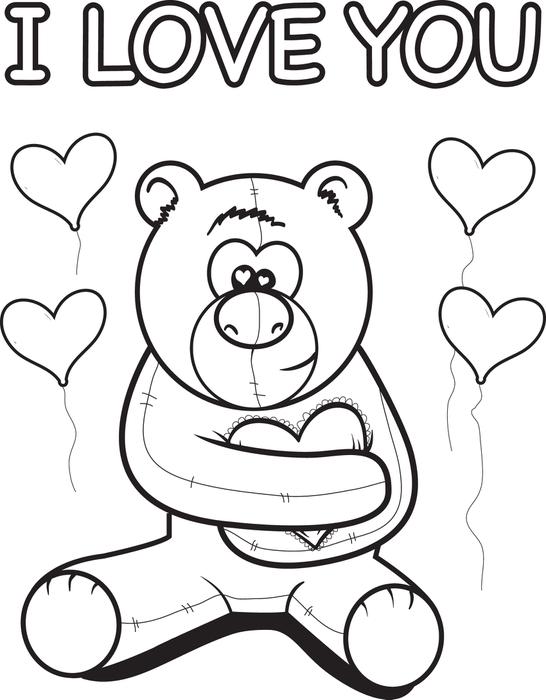 546x700 Free, Printable I Love You Teddy Bear Coloring Page For Kids