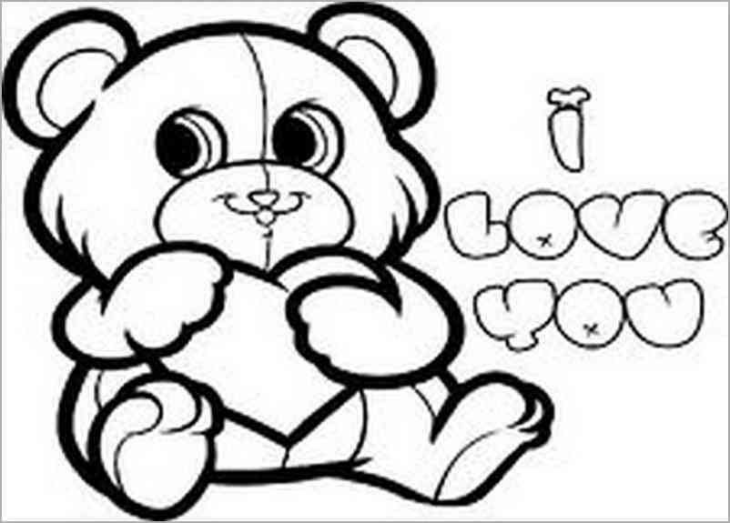 802x575 I Love You Bear Drawing