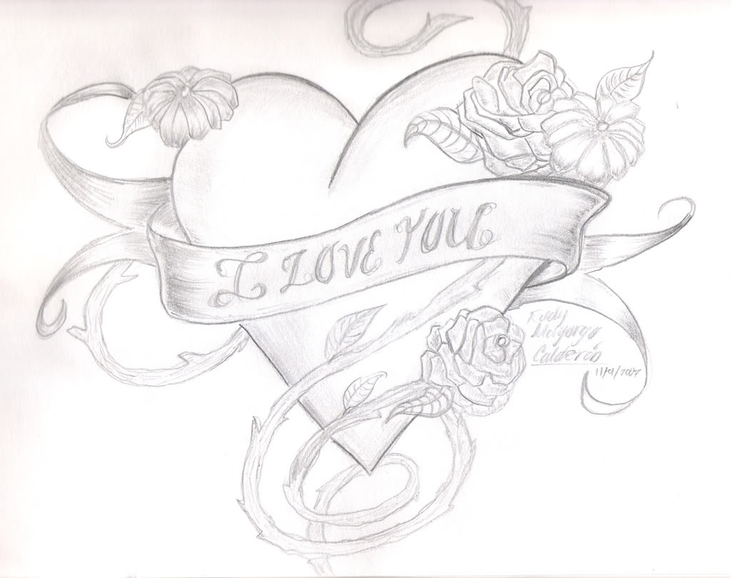 1024x810 I Love You Heart Pencil Sketch I Love You Drawings In Pencil