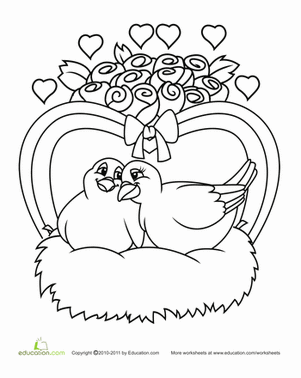 301x378 Color The Love Birds Worksheet