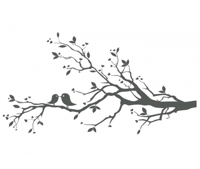650x550 Love Birds On A Branch Clip Art