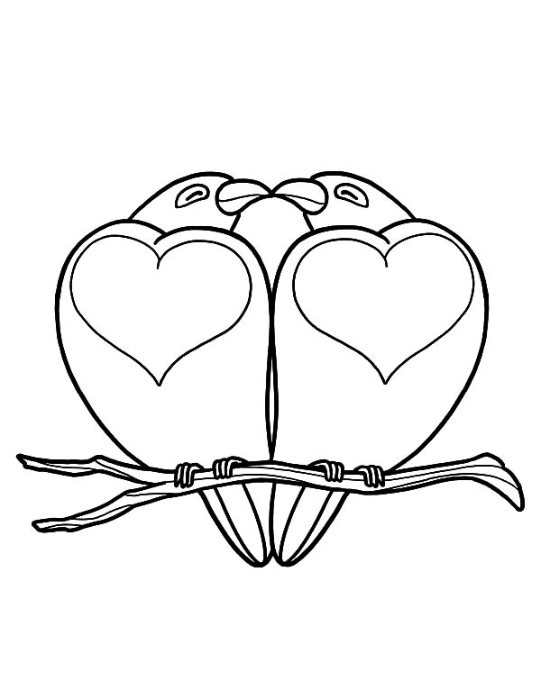600x776 Heart Shaped Love Birds Coloring Pages Batch Coloring