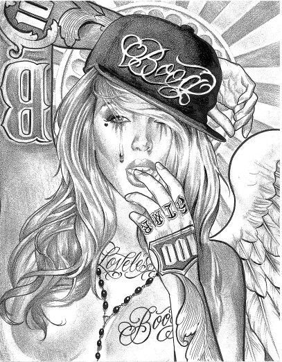 407x523 Drawn Chick Gangsta