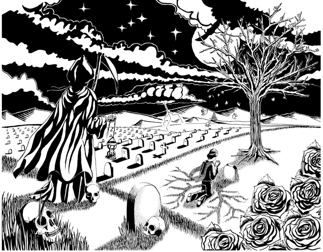 662x517 India Ink Art Death Theme