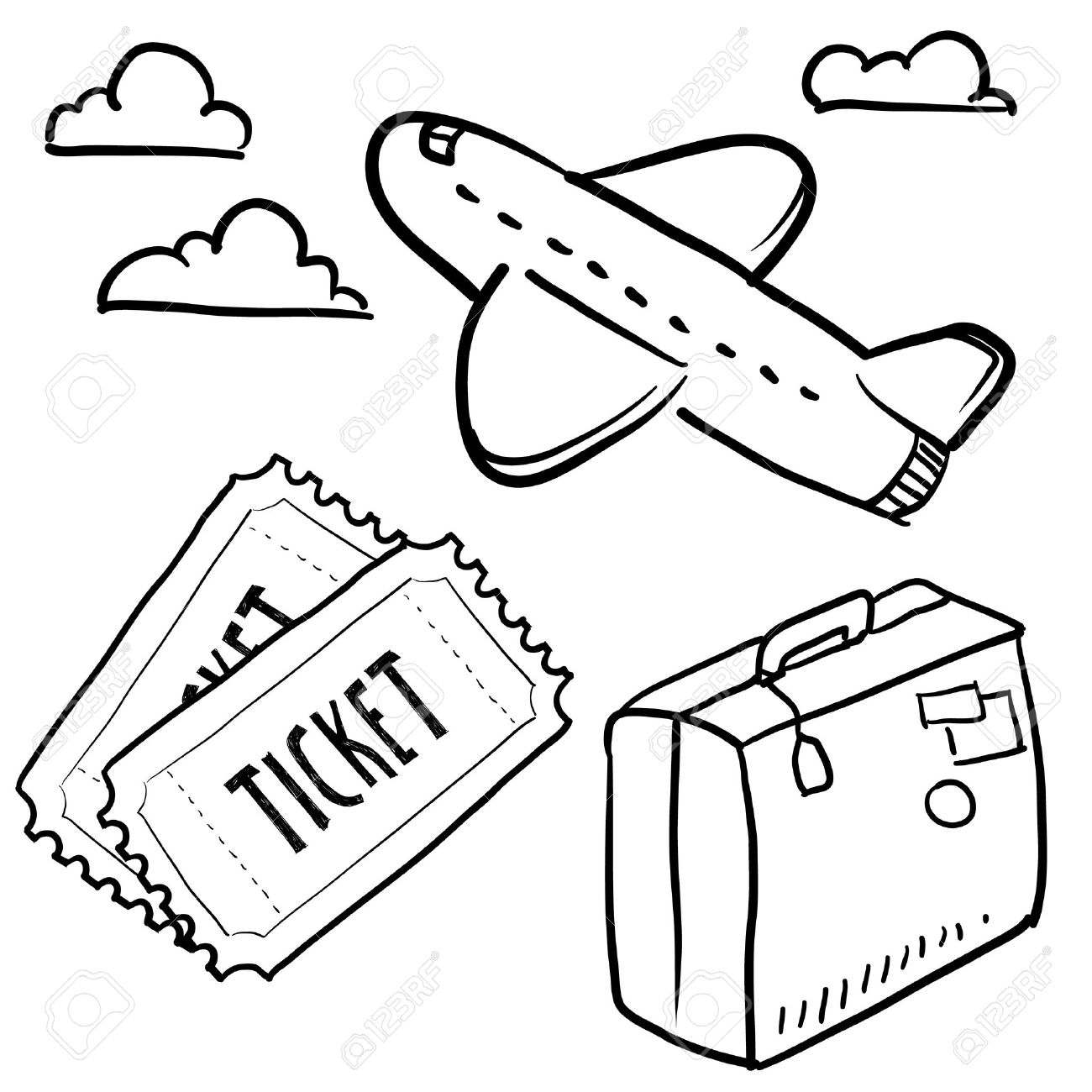 1300x1300 Doodle Style Air Travel Sketch In Vector Format Set Includes