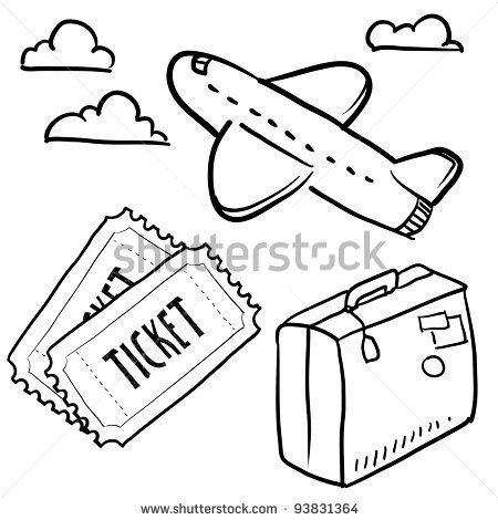 450x470 Doodle Style Air Travel Sketch In Vector Format. Set Includes