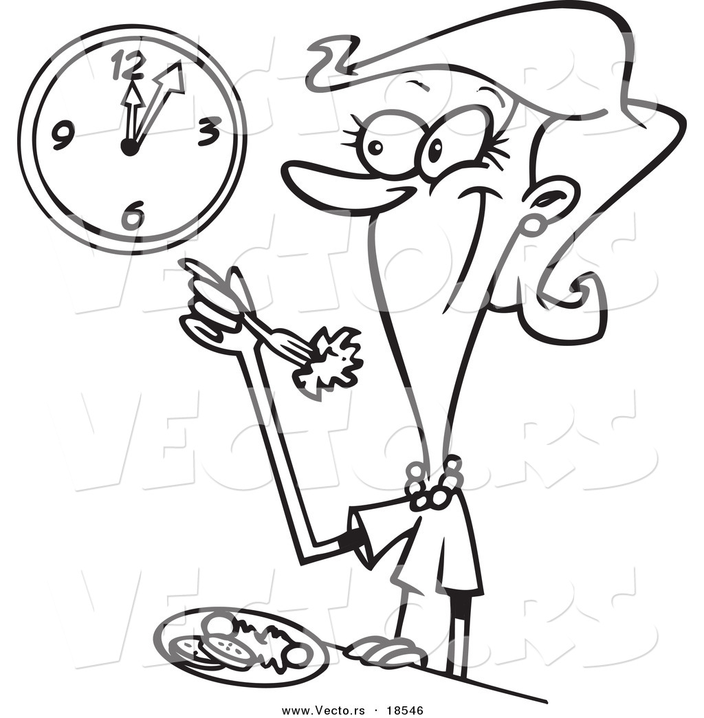 1024x1044 Vector Of A Cartoon Woman Eating A Healthy Lunch