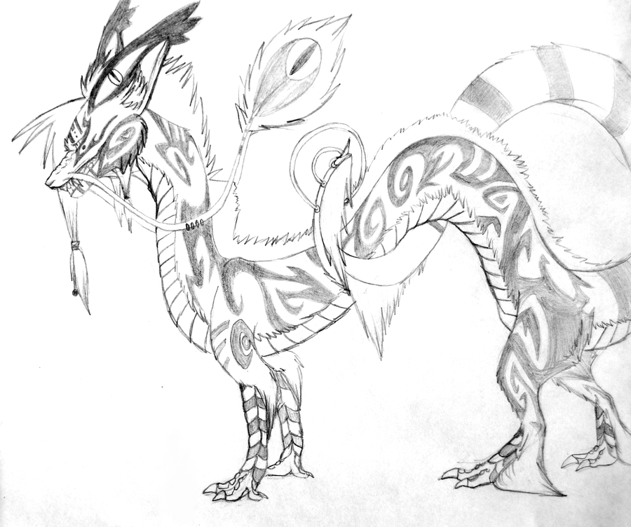 900x752 Tribal Lung Dragon By Wolf Of Dirtypaws