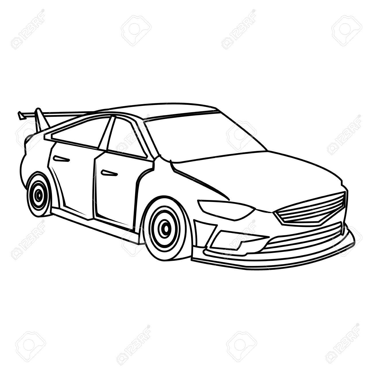 1300x1300 Sport Car Luxury Speed Vehicle Outline Vector Illustration Royalty
