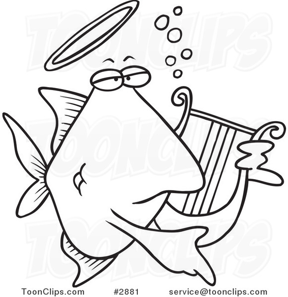581x600 Cartoon Blacknd White Line Drawing Ofnngelfish Playing