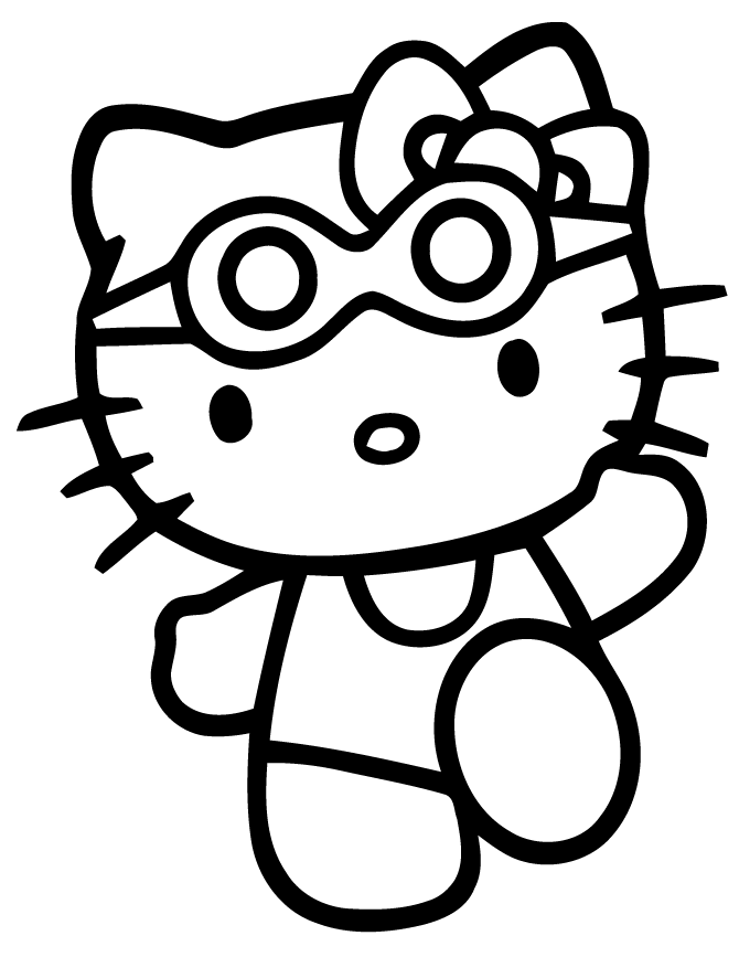 670x867 Hello Kitty In Swimsuit And Goggles Coloring Page H Amp M Coloring