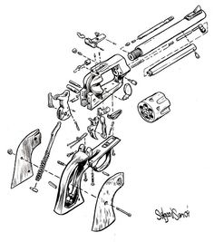 236x267 Ia Drawing Of A Exploded View Of A Sw Revolver, Done As Cover Art