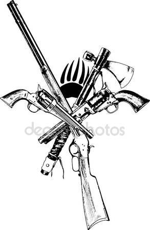 293x449 Crossed Fire Ax And M4 Rifle Dog Tags Tattoo Stock Photo
