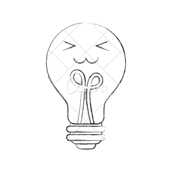 550x550 Kawaii Bulb Light Vector Icon Illustration