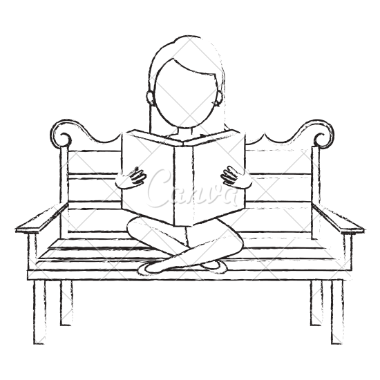 550x550 Woman Reading Book In Park Vector Icon Illustration Design