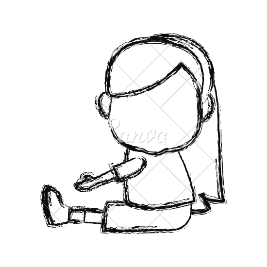 550x550 Young Girl Sitting Down Vector Icon Illustration