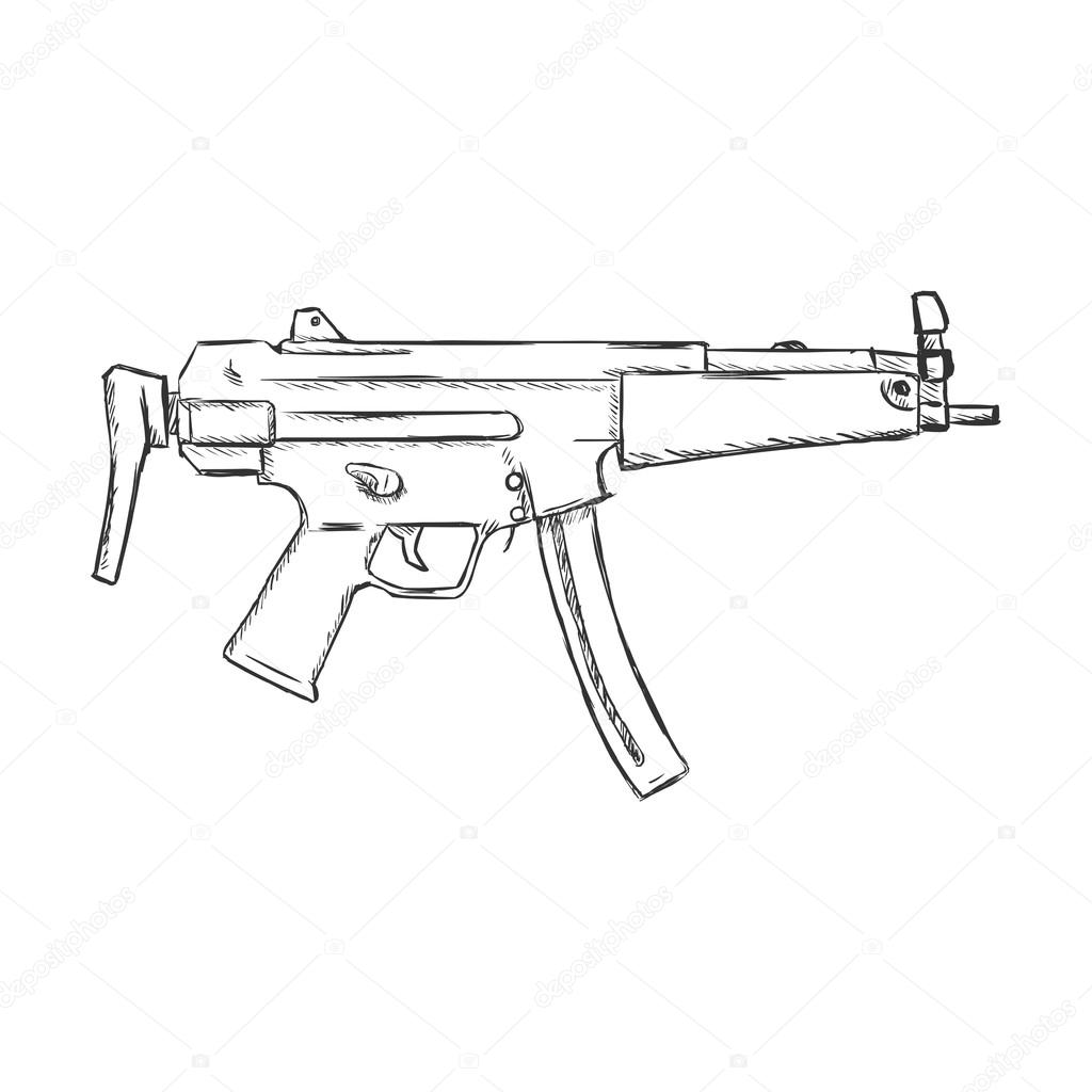 1024x1024 Smg Machine Gun Stock Vector Nikiteev