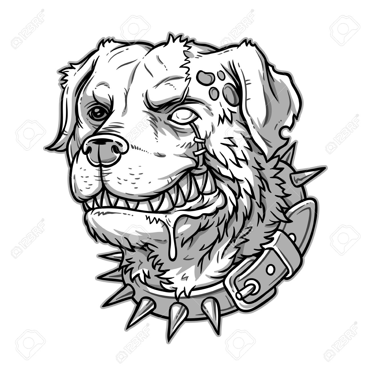 1300x1300 Vector Illustration Of Evil Mad Dog Grinning Teeth Royalty Free