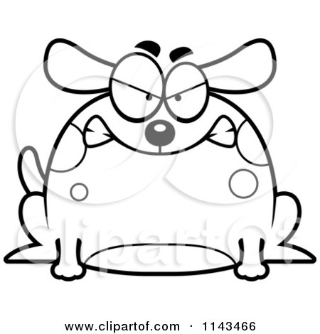 450x470 Cartoon Clipart Of A Black And White Chubby Mad Dog