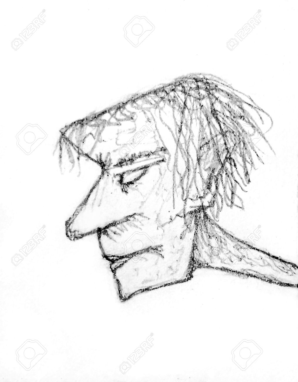 1016x1300 Pencil Drawing Raster Illustration In Gray Tones Of A Man Head