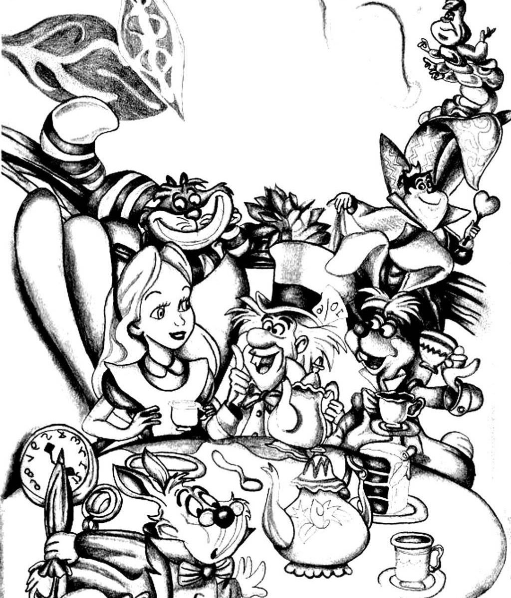 1024x1200 Alice In Wonderland Coloring Pages Free Printable Disney Cartoon