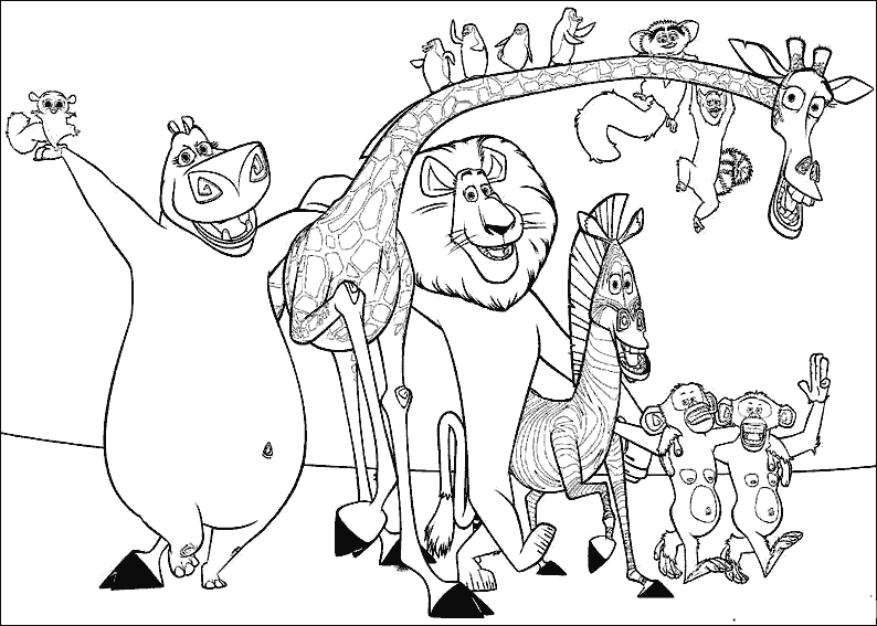 794x567 Madagascar Characters Coloring Color Area