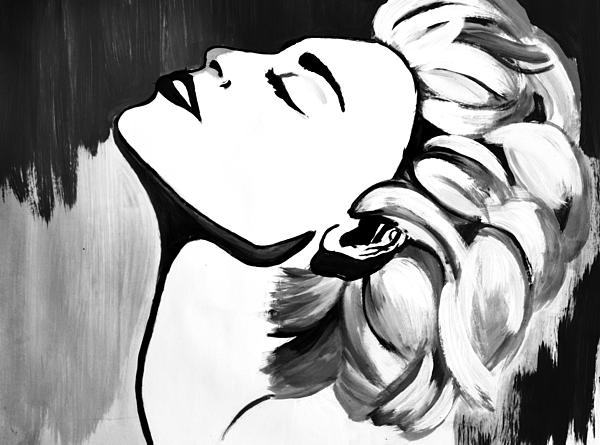 600x445 Madonna Pritns, True Blue. Black And White Acrylic On Canvas, 80'S