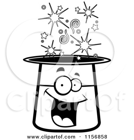 450x470 Cartoon Clipart Of A Black And White Happy Smiling Magic Hat