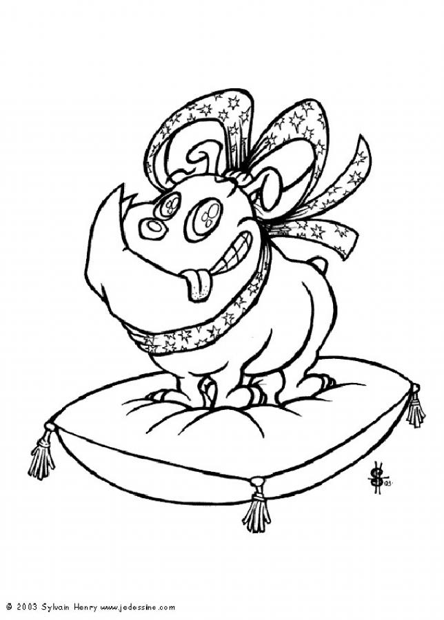 644x900 Beautiful Dog Present Coloring Page For Kids Of All Ages. Nice Dog