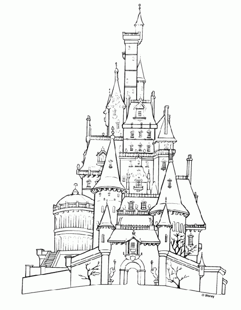 798x1024 Cinderella Castle Coloring Page