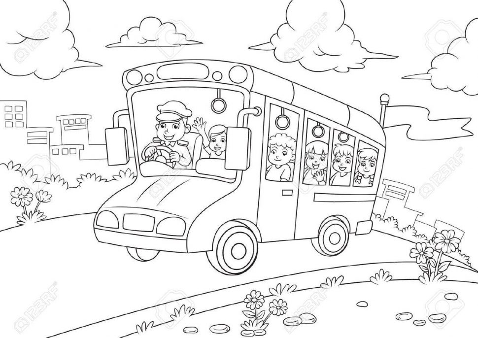 970x686 Coloring 99 School Bus Coloring Book Picture Ideas School Bus
