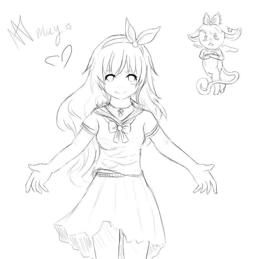 894x894 A Sketch Of A Magical Girl By Pyonka