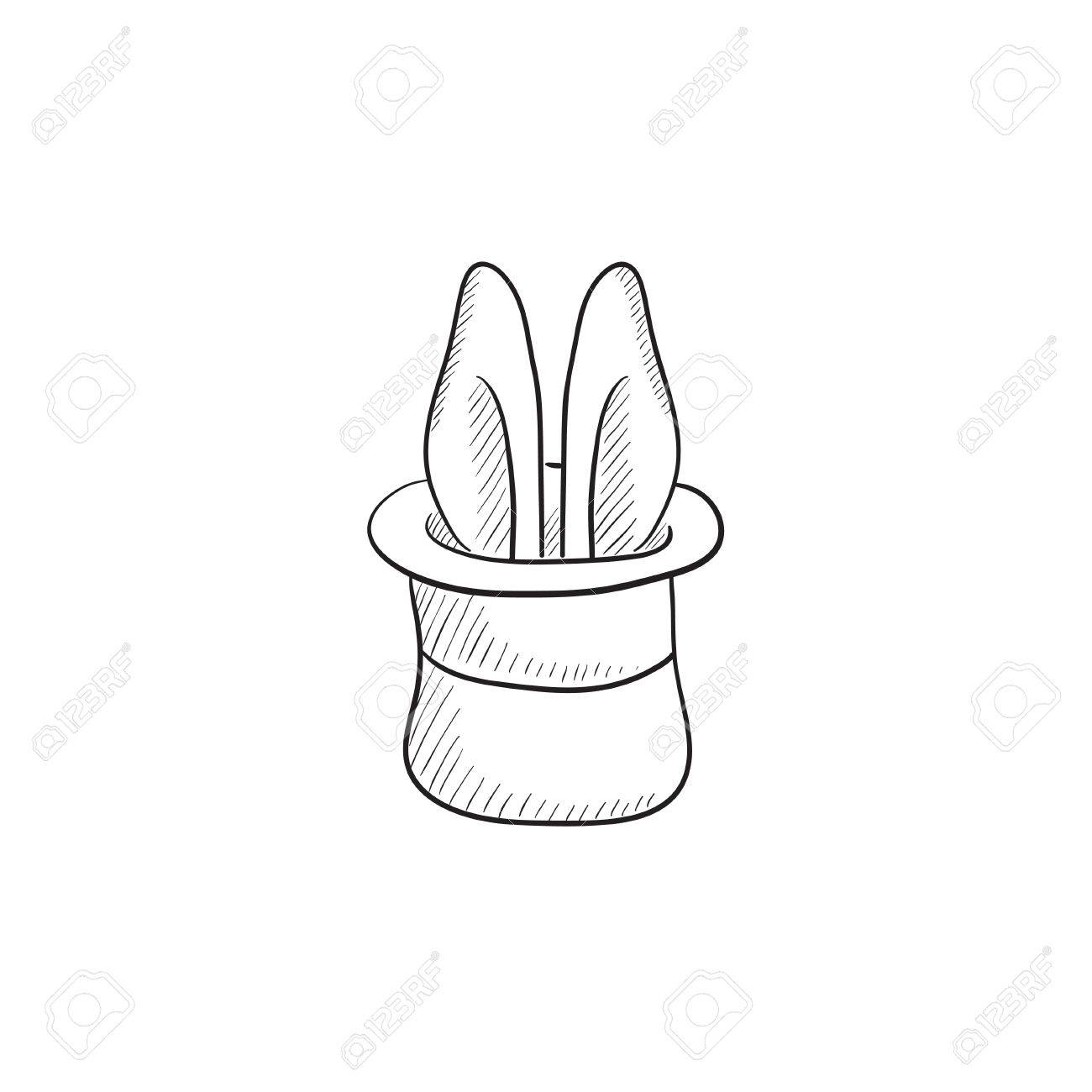 1300x1300 Rabbit In Magician Hat Vector Sketch Icon Isolated On Background