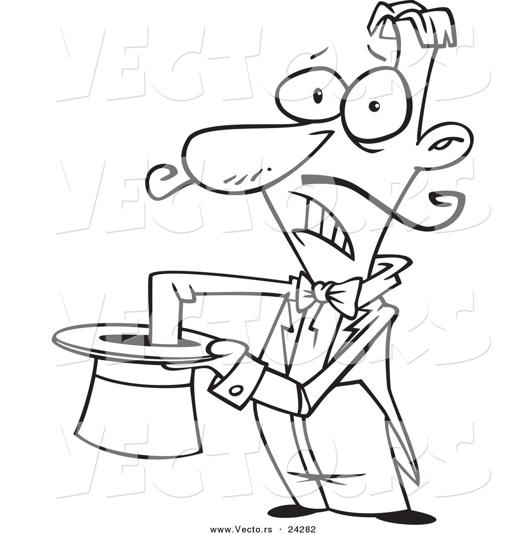 1024x1044 Vector Of A Cartoon Nervous Bad Magician Reaching Into A Hat