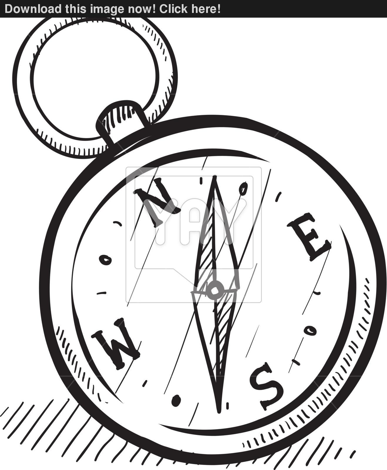 1318x1600 Magnetic Compass Vector Sketch Vector