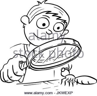 323x320 Scientist Cartoon Character Holding A Magnifying Glass With Stock