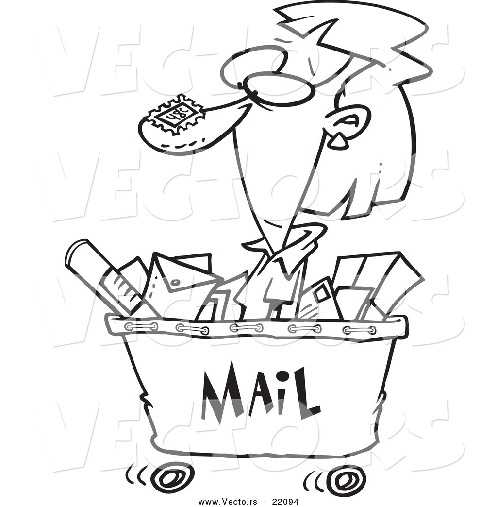 1024x1044 Vector Of A Cartoon Woman In A Mail Cart
