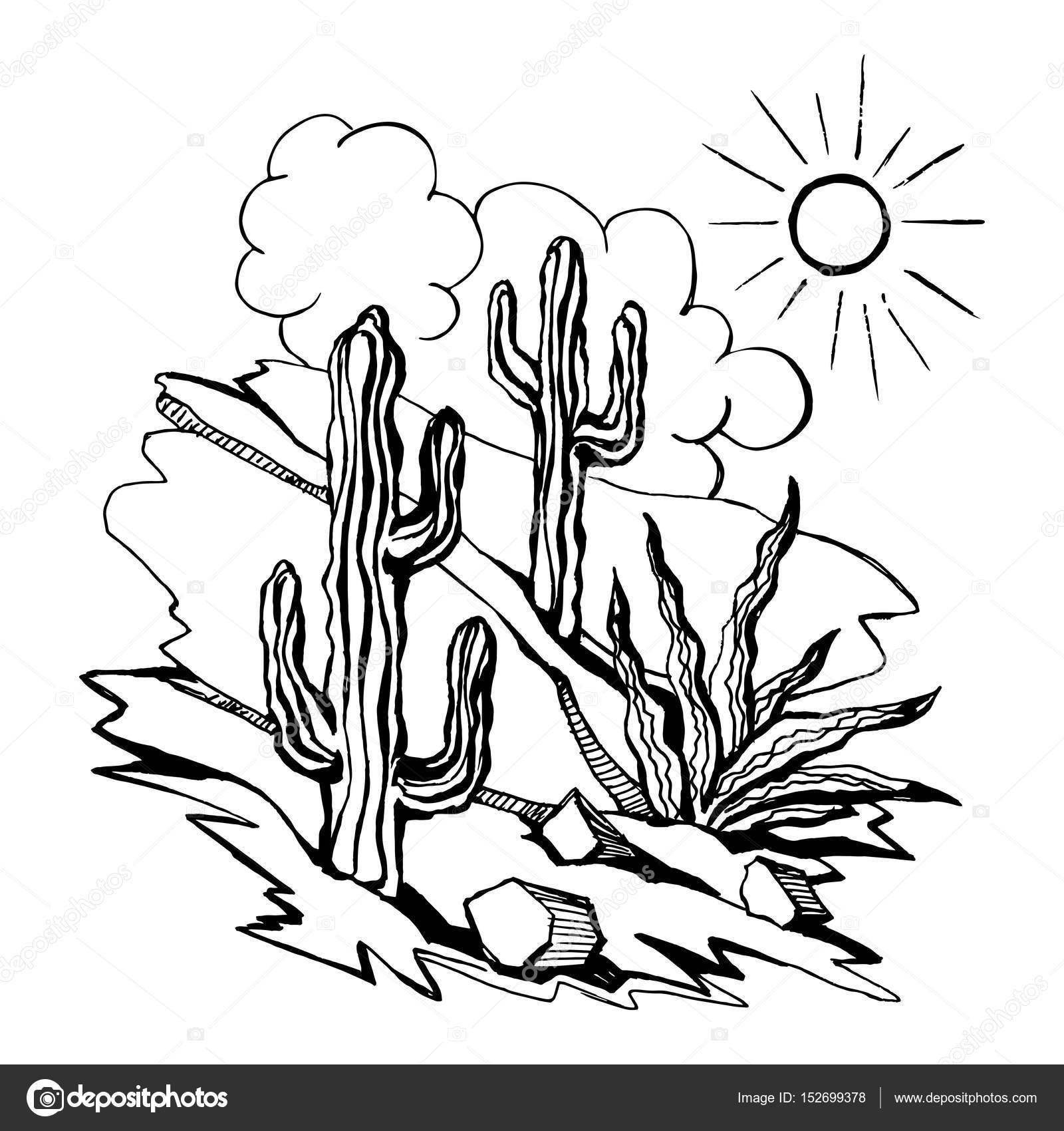 1600x1700 Vector Sketch Of Outline Drawing Landscape Stock Vector Roma79