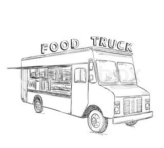 320x290 Hand Drawn Food Truck. Delivery Service Sketch Stock Vector