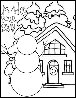 309x400 Draw Your Own Snowman Coloring Page