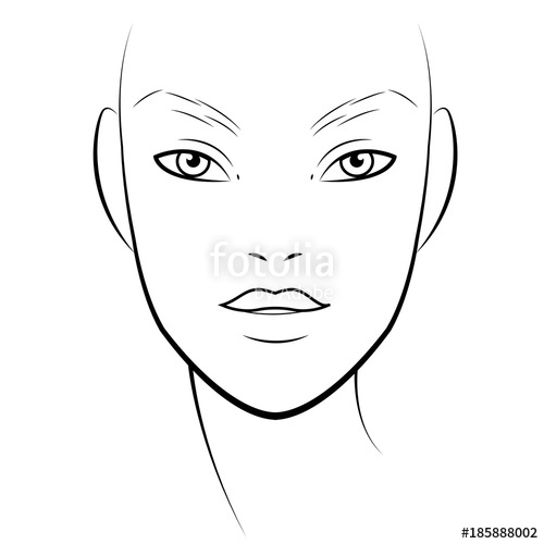 500x500 Men Face Chart Makeup Artist Blank. Template. Vector Illustration
