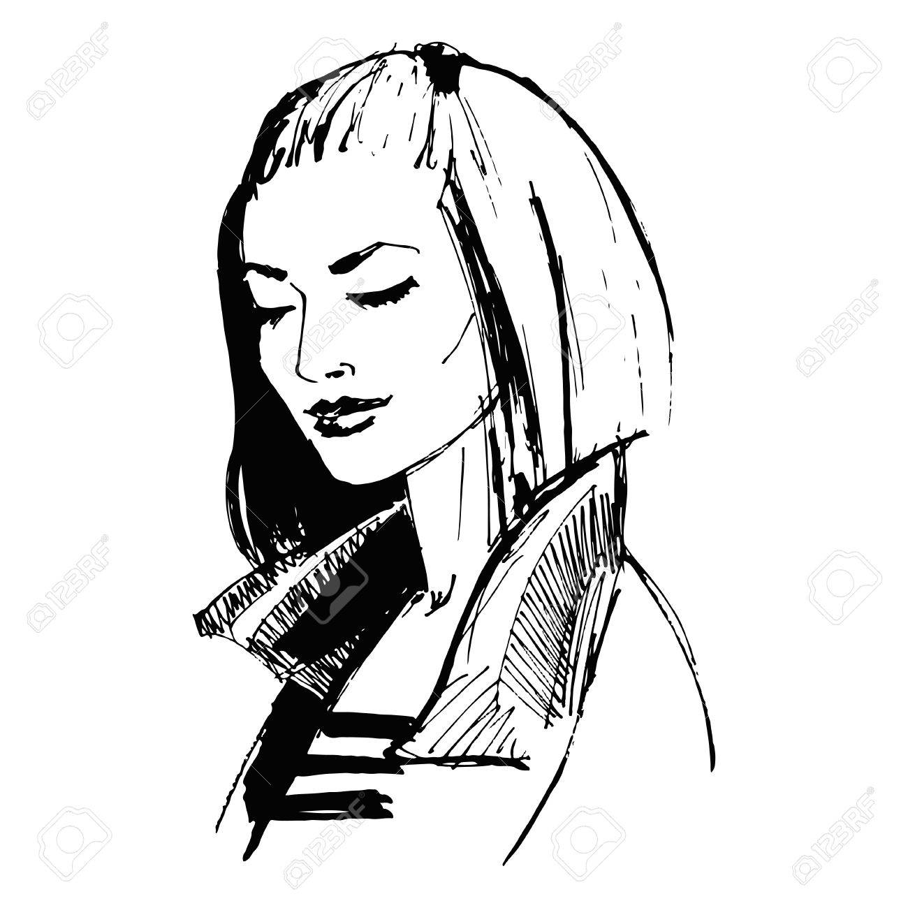 1300x1300 Beautiful Girl With Makeup In Leather Jacket. Portrait Of Fashion