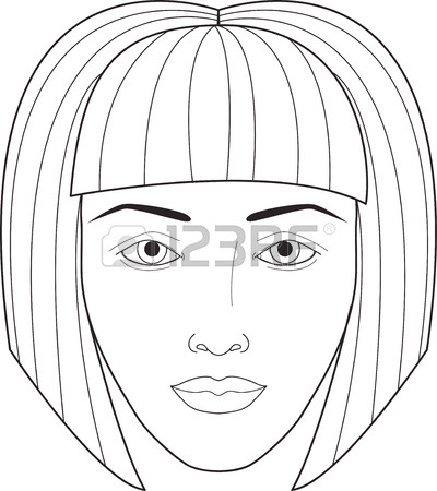 400x450 Beautiful Woman Portrait. Face Chart Makeup Artist Blank Template