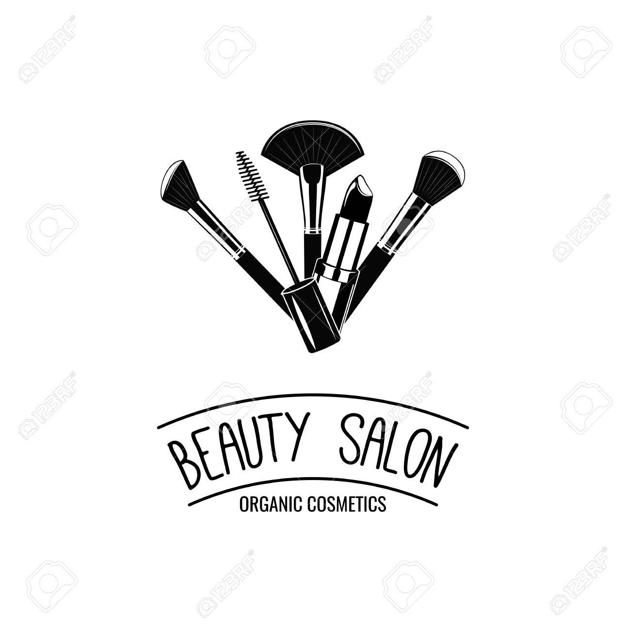 1291x1300 Beauty Salon Badge. Makeup Brushes Logo Vector Illustration