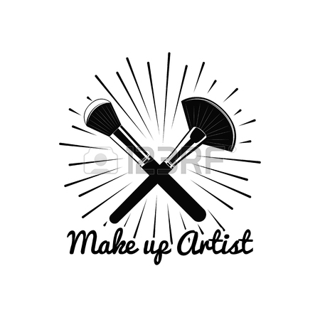 450x450 Beauty Salon Badge. Makeup Brushes Make Up Artist. Vector