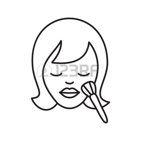 450x450 Makeup Linear Icon. Thin Line Illustration. Woman's Face