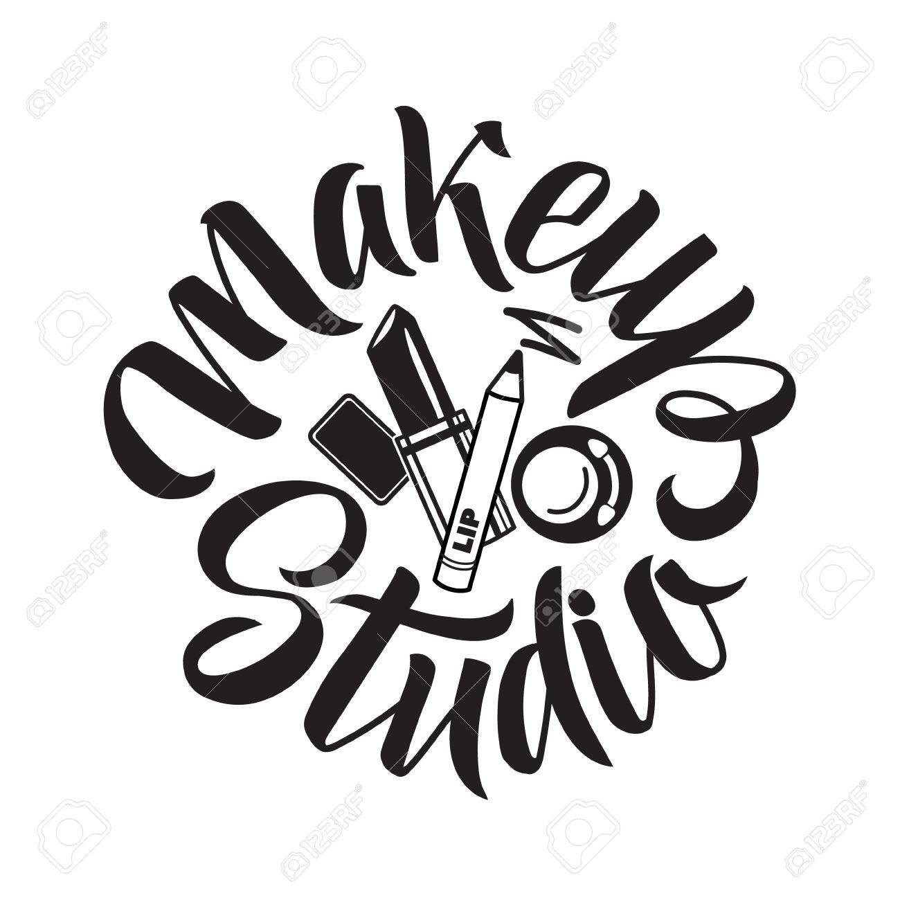 1300x1300 Makeup Studio Vector Logo. Illustration Of Cosmetics. Round