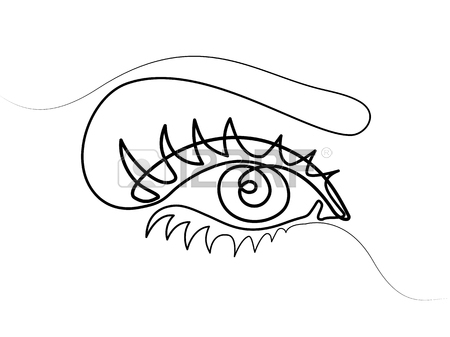 450x337 Continuous Line Drawing. Beautiful Womans Eye. Pastel Soft Color