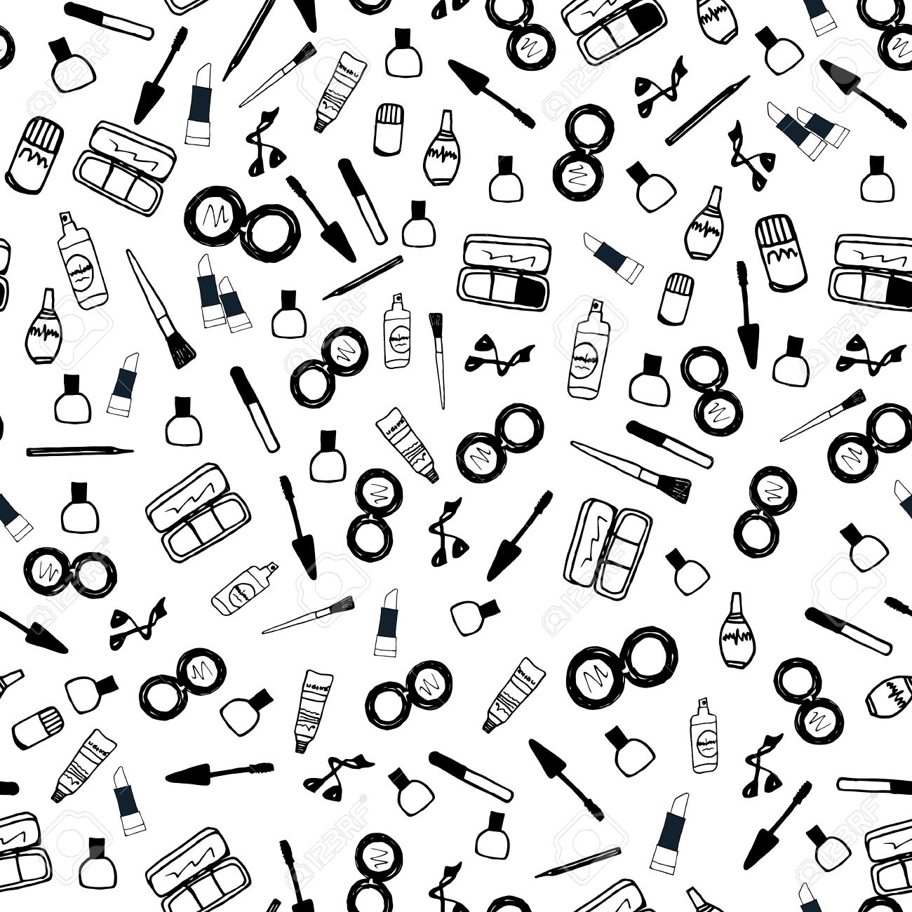 1300x1300 Seamless Color Pattern With Make Up Artist Objects Lipstick